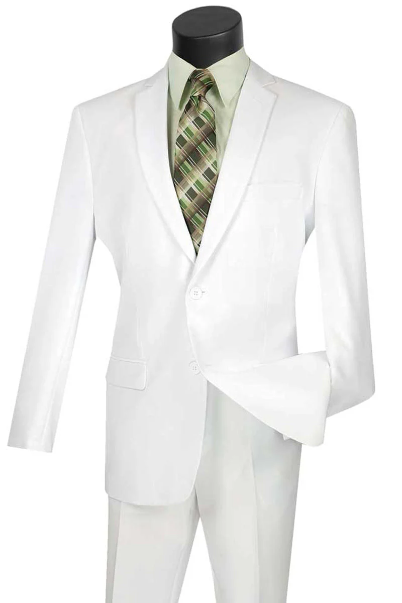 Mens 2 Button Slim Fit Poplin Suit in White | CLOSE OUT 42R