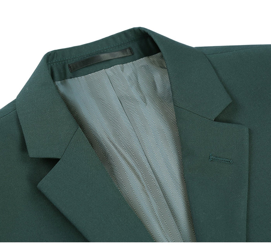 Mens Basic Two Button Classic Fit Suit with Optional Vest in Hunter Green - Image 3