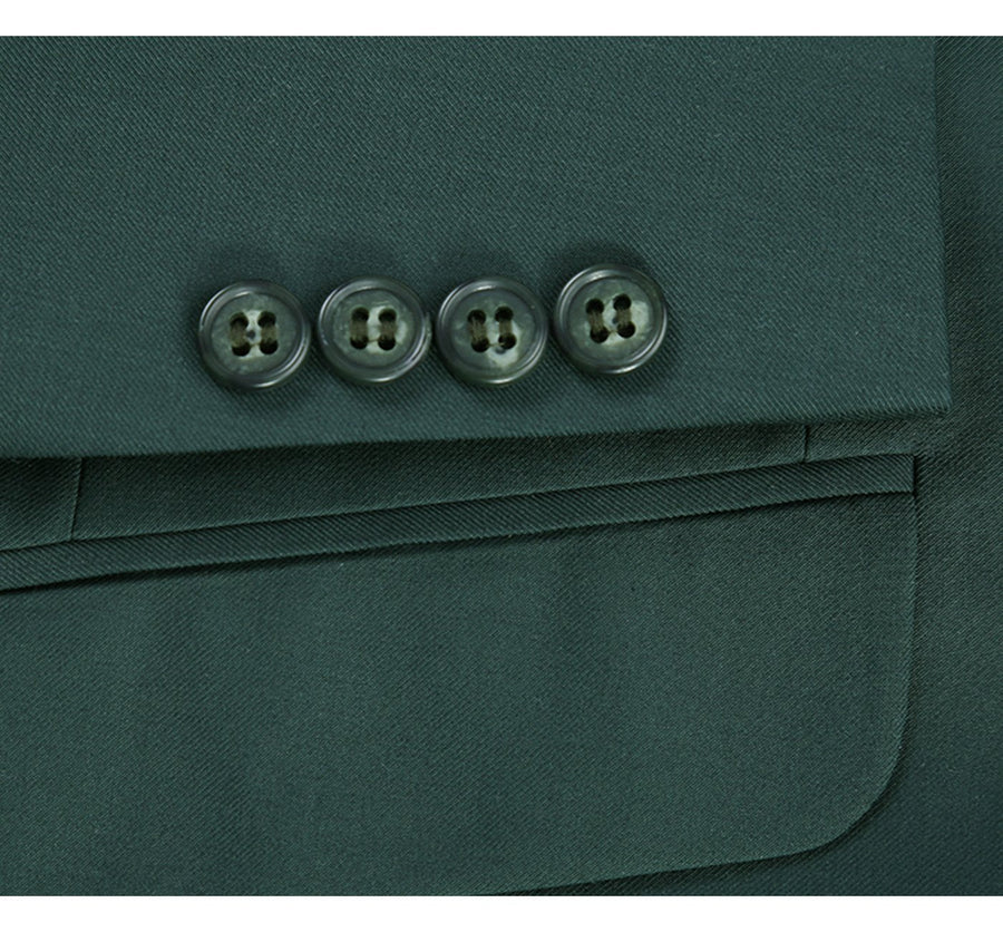 Mens Basic Two Button Classic Fit Suit with Optional Vest in Hunter Green - Image 5