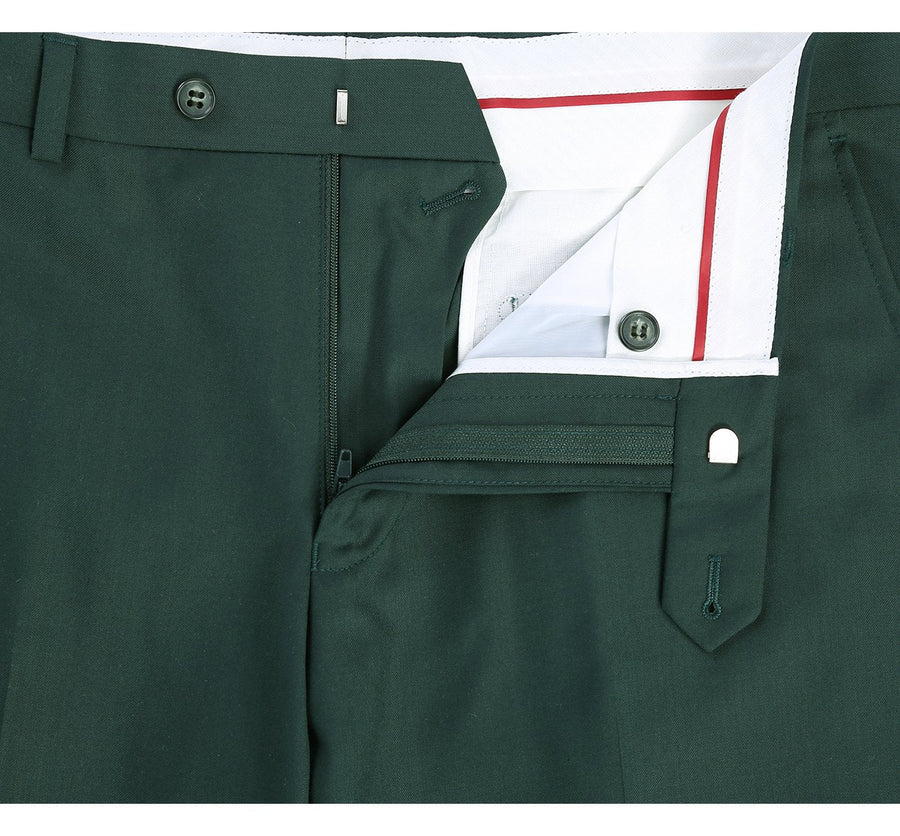 Mens Basic Two Button Classic Fit Suit with Optional Vest in Hunter Green - Image 6