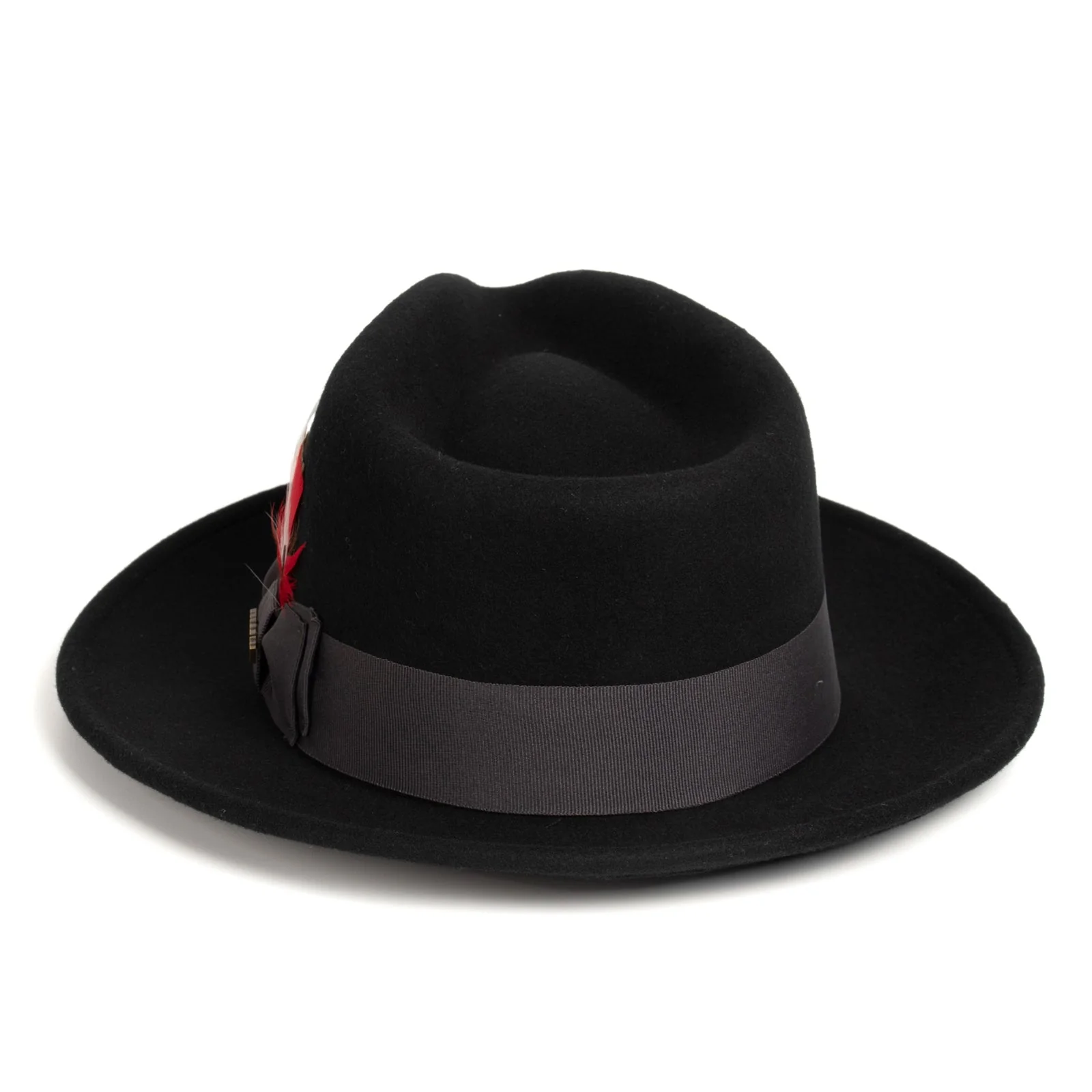 Mens Classic Wool Fedora Dress Hat in Black - Image 2