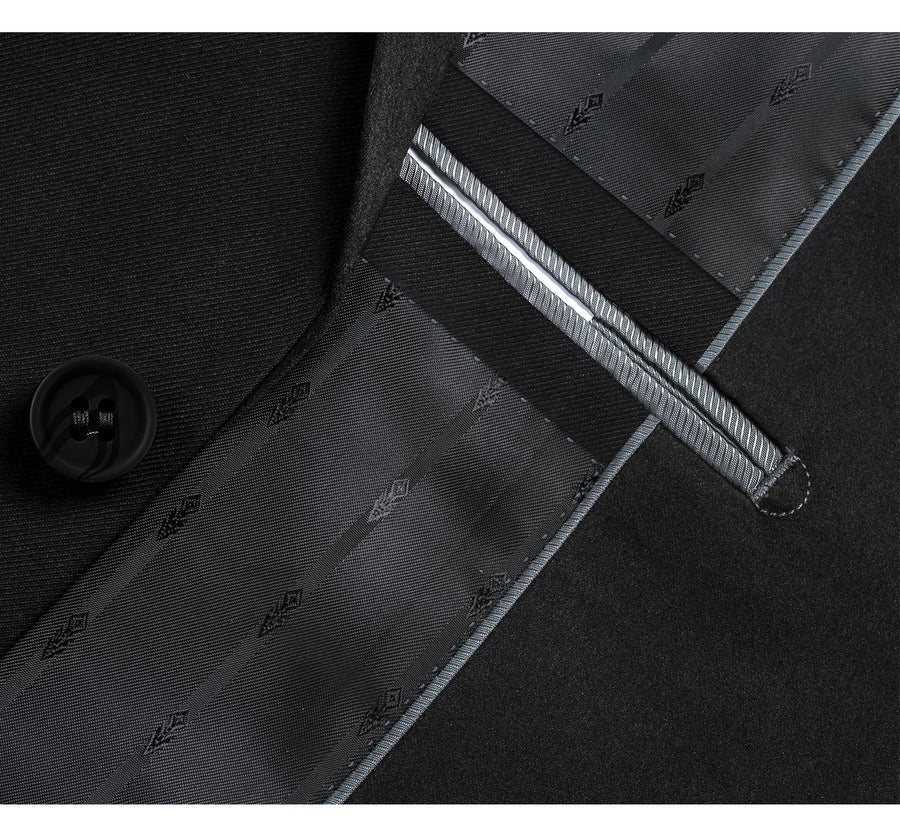 Mens Extra Long Basic Two Button Suit in Black - Image 3