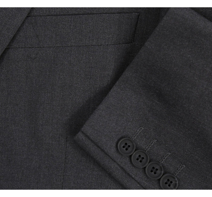 Mens Extra Long Basic Two Button Suit in Dark Grey - Image 4