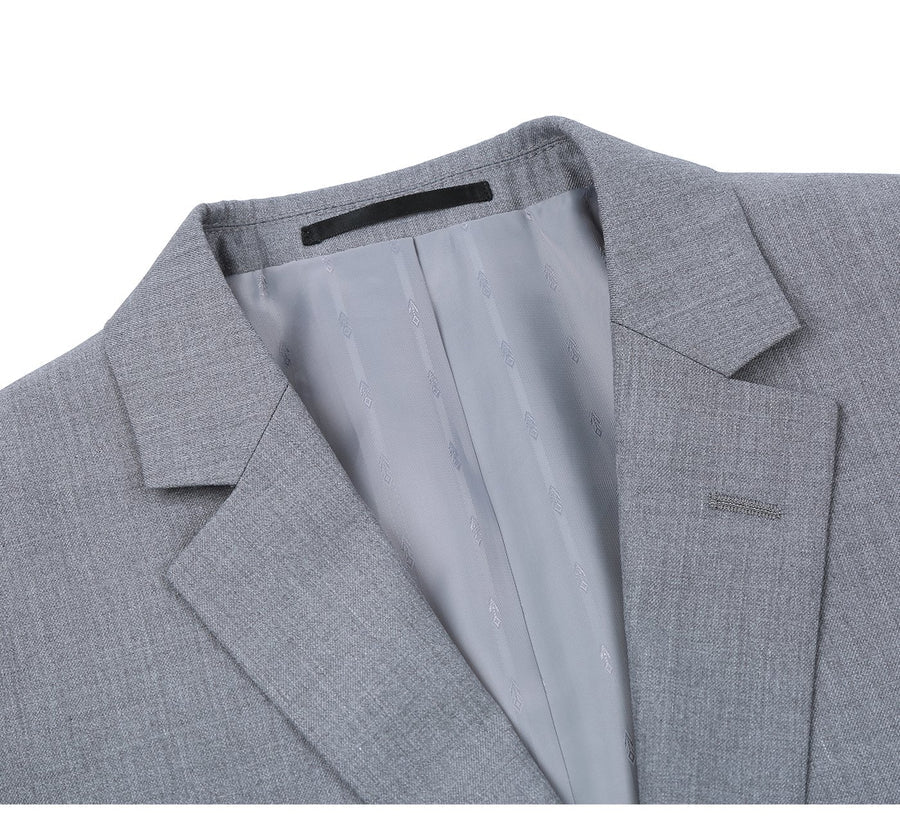 Mens Extra Long Basic Two Button Suit in Light Grey - Image 3