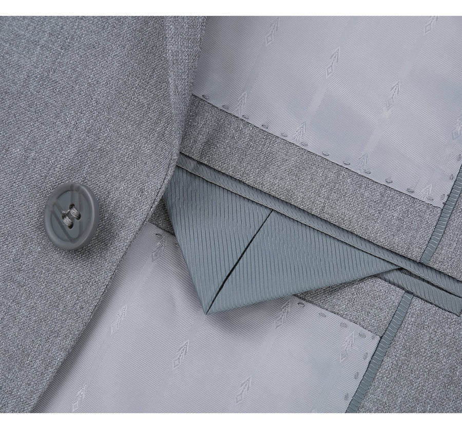 Mens Extra Long Basic Two Button Suit in Light Grey - Image 4