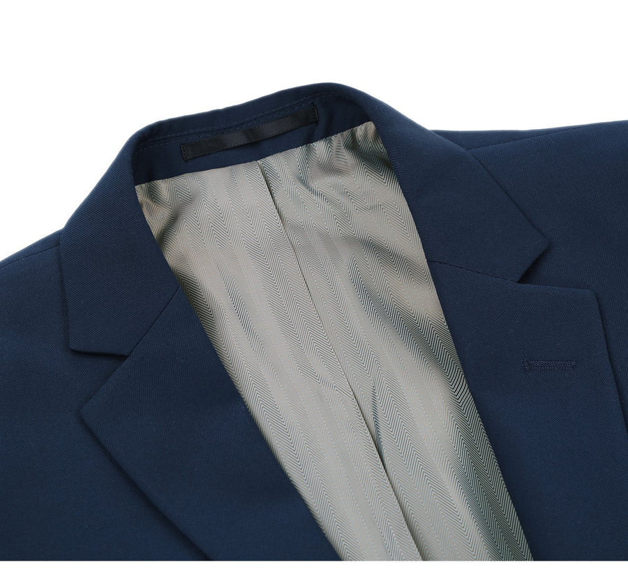 Mens Extra Long Basic Two Button Suit in Navy Blue - Image 3