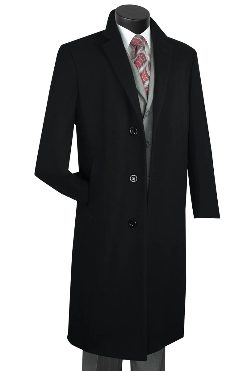 Men's Full Length Wool & Cashmere Overcoat in Charcoal Grey - Image 3