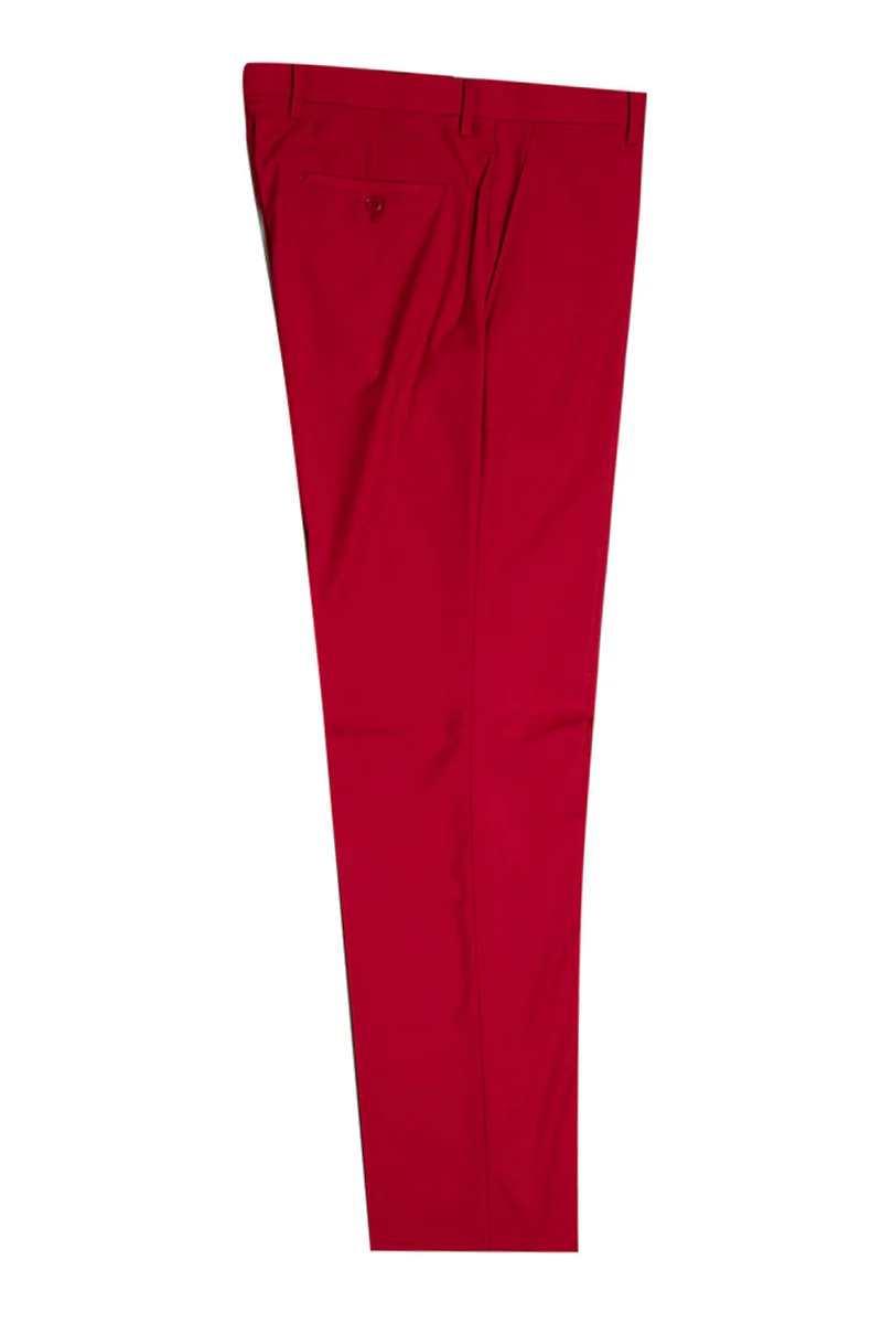 Men's Stacy Adams Vested One Button Shawl Lapel Tuxedo in Red - Image 4