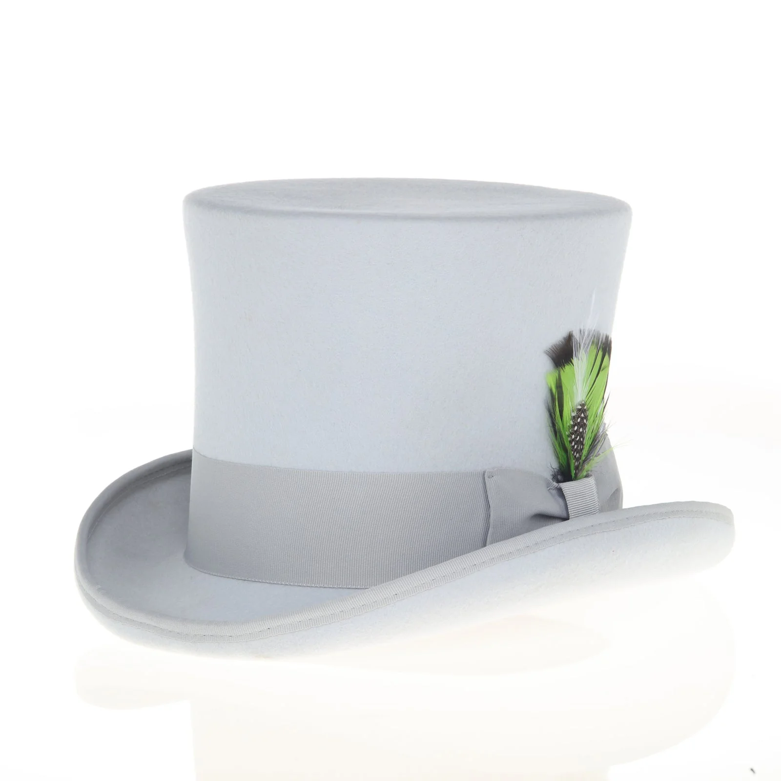 Men's Tall 100% Wool Dress Top Hat in Light Grey - Image 2