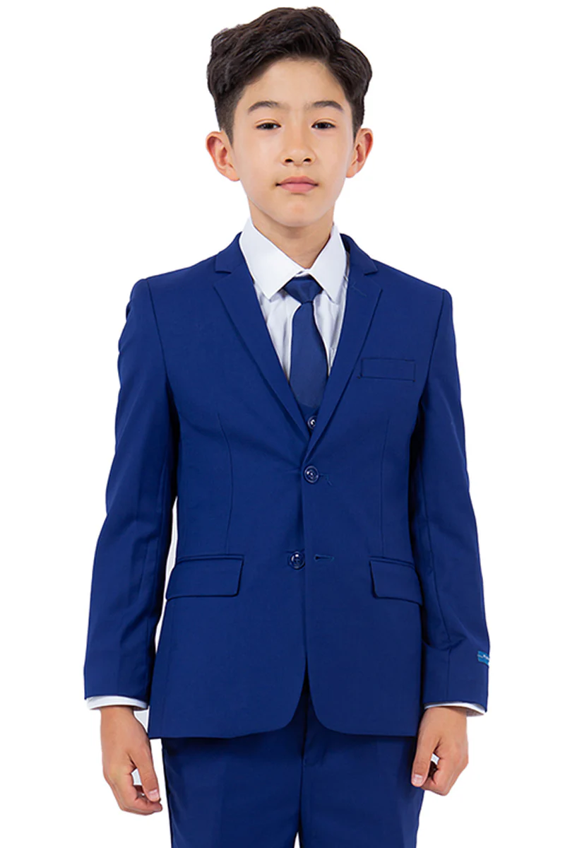Perry Ellis Vested Boy's Wedding Suit in Royal Blue