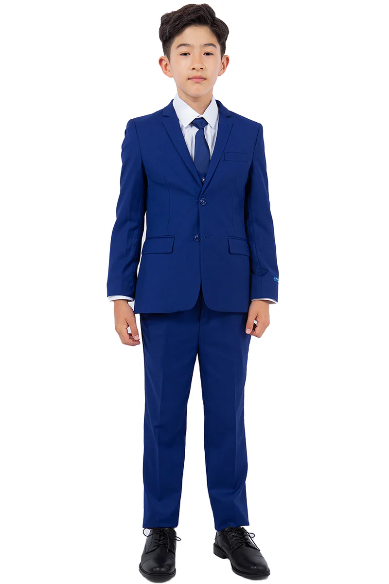 Perry Ellis Vested Boy's Wedding Suit in Royal Blue - Image 2